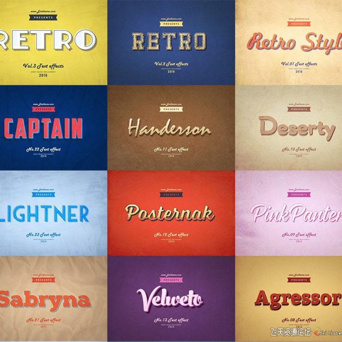 [纹理样式][插件发布]复古文本PS样式合集 Retro Style Text Effects Bundle