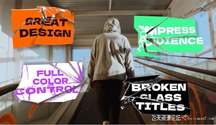 [FCPX标题字幕]FCPX标题-玻璃破碎标题动画效果模板 Broken Glass Titles 支持M1