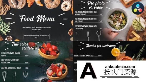 [DaVinci Resolve模板][教程发布]美食菜单幻灯片达芬奇模板 Food Menu Slideshow for DaVinci Resolve