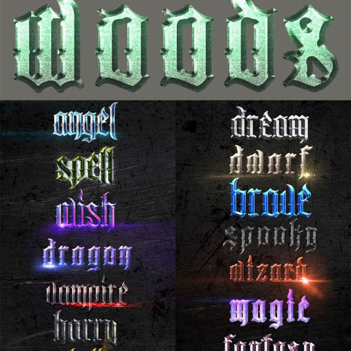 [字体样式][插件发布]PS样式-16种哥特魔法文字效果PS样式 16 Magic Photoshop Styles