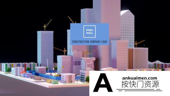 [DaVinci Resolve模板][教程发布]建筑公司LOGO标志展示达芬奇模板 Construction Company Logo