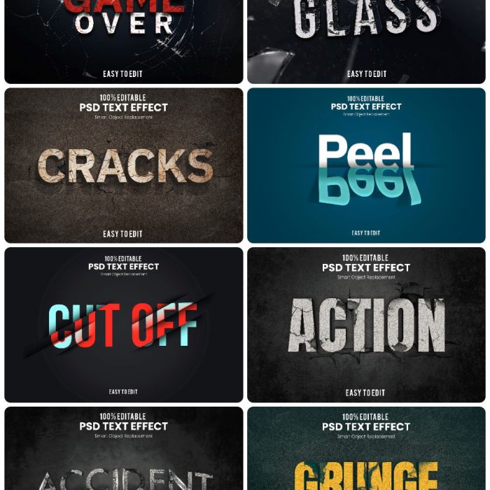 [3D样式][插件发布]裂纹斑驳电影海报3D字体PS样式下载 Text Effect