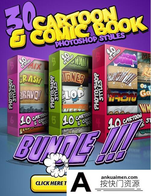 [字体样式][插件发布]卡通漫画字体样式合集(共3套) Cartoon and Comic Book Styles Bundle 2