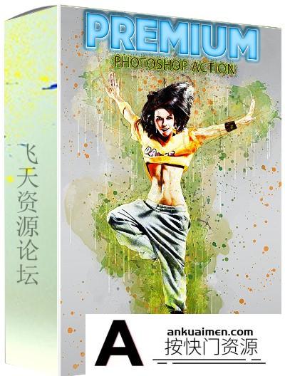 [PS动作下载]水彩素描绘画PS动作 Watercolor Sketch Painting Photoshop Action-附教程