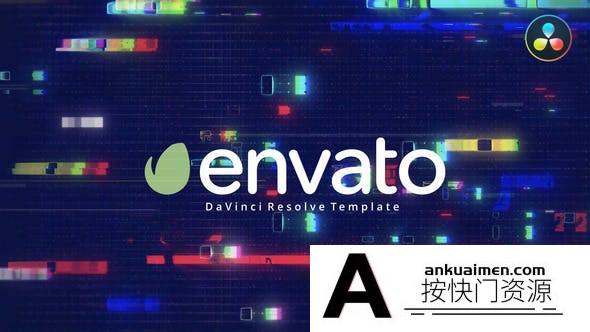 [DaVinci Resolve模板][教程发布]DaVinci Resolve 17 故障标志logo视频展示模板 Glitch Logo Intro