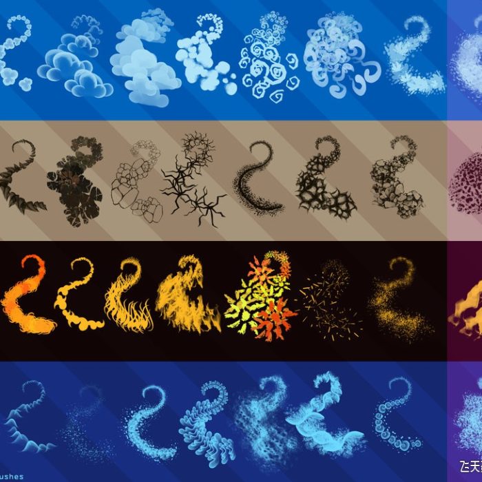 [特效创意笔刷][插件发布]一组非常有质感和设计感的创意笔刷Elemental