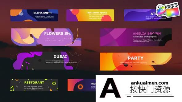 [FCPX标题字幕]FCPX插件10个时尚多彩动画标题模板-Colorful Modern Titles 支持m1