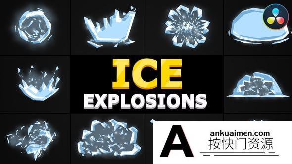 [DaVinci Resolve模板][教程发布]手绘和动态动画的雪和霜元素达芬奇模板 Ice Explosions | DaVinci Resolve