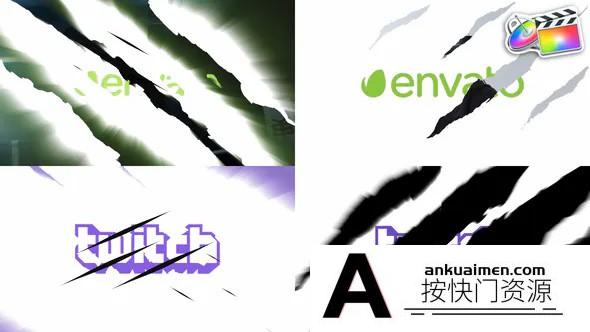 [FCPX发生器]fcpx插件-恐怖爪子LOGO徽标动画介绍模板Claws Logo 支持m1