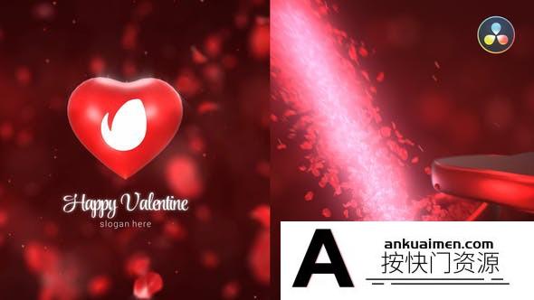[DaVinci Resolve模板][教程发布]情人节甜蜜标志logo展示达芬奇模板  Valentine Sweet Logo Reveal