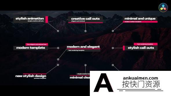 [DaVinci Resolve模板][教程发布]达芬奇模板-创意优雅指示线呼出文字标题介绍动画视频剪辑模板