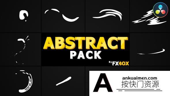 [DaVinci Resolve模板][教程发布]手绘动画Flash FX 抽象形状标题转场达芬奇模板 Flash FX Abstract Shapes