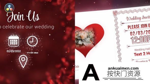 [DaVinci Resolve模板][教程发布]婚礼请柬包达芬奇模板 Wedding Invitations Pack