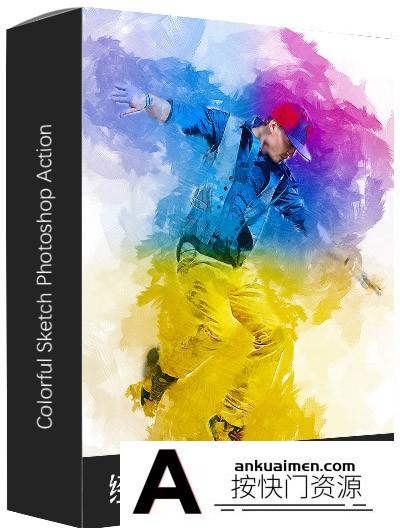 [PS动作下载][插件发布]彩色水彩素描PS动作 Colorful Sketch Photoshop Action