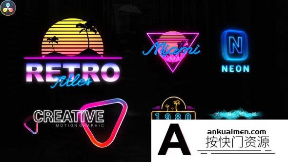 [DaVinci Resolve模板][教程发布]霓虹灯创意复古文字标题达芬奇模板 Neon Creative Titles
