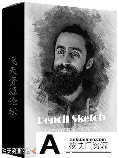 [PS动作下载]逼真铅笔素描Photoshop动作 Pencil Sketch Photoshop Action 附教程