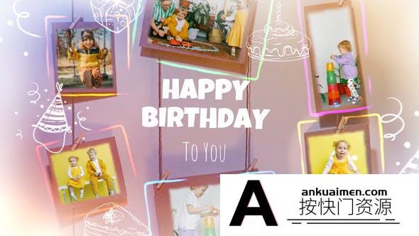 [DaVinci Resolve模板][教程发布]生日快乐儿童照片视频相册展示达芬奇模板 Happy Birthday Photo Frames