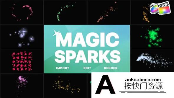 [FCPX发生器]fcpx插件-圣诞魔法火花效果模板 Christmas Magic Sparks | FCPX