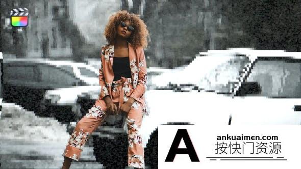 [FCPX发生器]FCPX转场插件-局部主体故障干扰转场 Glitch Mask Transitions