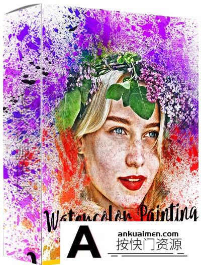 [PS动作下载]水彩喷溅绘画PS动作 Watercolor Painting Photoshop Action(附教程)