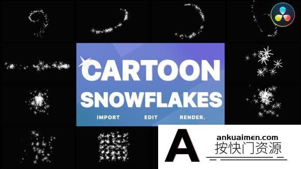 [DaVinci Resolve模板][教程发布]卡通雪花和下雪DaVinci Resolve模板 Cartoon Snowflakes And Snowfalls