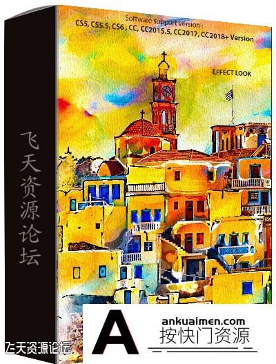 [PS动作下载]水彩洗涤效果PS动作 Watercolor Wash Photoshop Action(附视频教程)