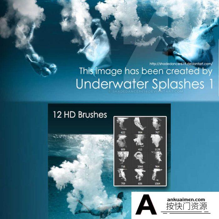 [水花瀑布笔刷][插件发布]水下泡沫气泡、大量的气泡与水泡效果PS笔刷