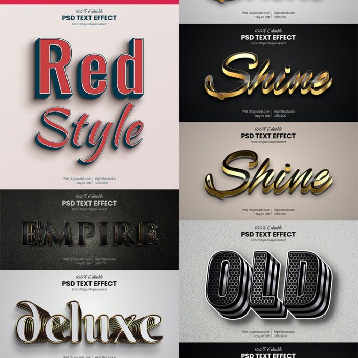 [3D样式][插件发布]13款Photoshop文字效果 – 3D奢华风格PS样式下载