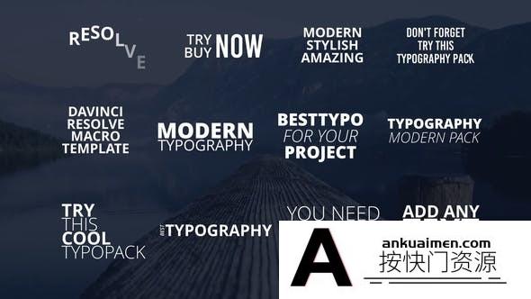 [DaVinci Resolve模板][教程发布]现代风格文字标题排版动画达芬奇模板  Modern Typo Pack