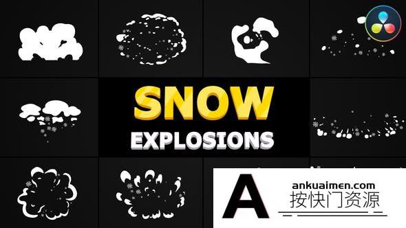 [DaVinci Resolve模板][教程发布]卡通动画幻灯片雪元素达芬奇模板 Cartoon Snow Explosions