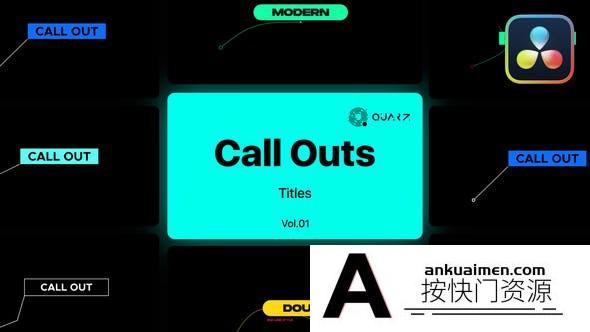 [DaVinci Resolve模板][教程发布]达芬奇呼出指示标题第01卷 Call Outs for DaVinci Resolve Vol. 01