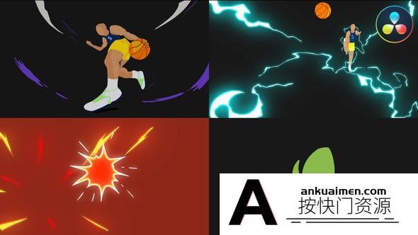 [DaVinci Resolve模板][教程发布]卡通手绘篮球标志达芬奇模板 Basketball Logo for DaVinci Resolve