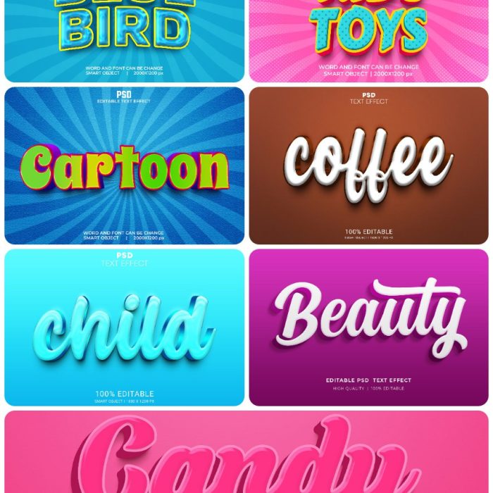 [3D样式][插件发布]3D文字效果PSD格式PS样式集 vol 93 Psd text effect set vol 93