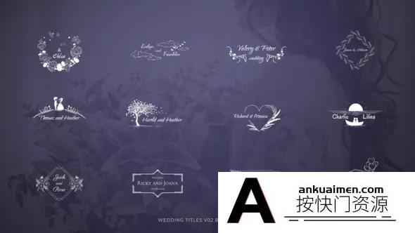 [FCPX标题字幕]FCPX插件-12个婚礼标题动态效果插件Wedding Titles V2 Part 1支持M1