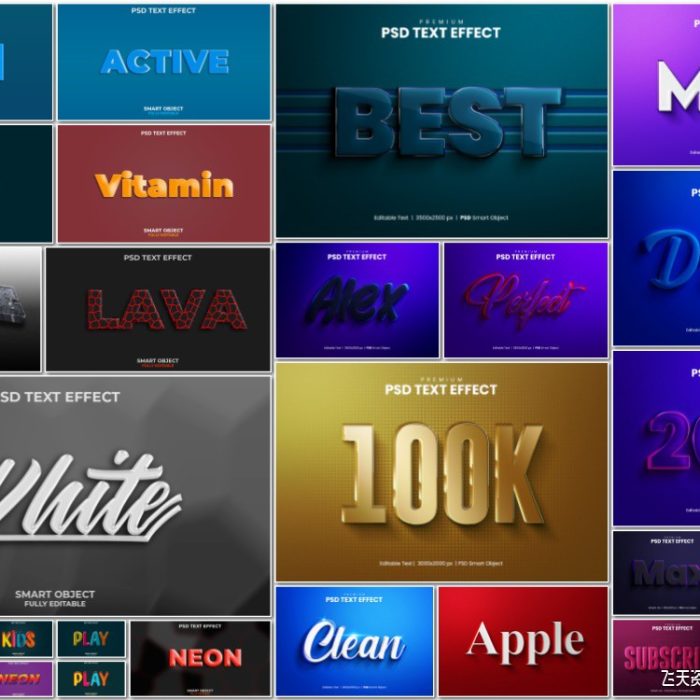 [3D样式][插件发布]Psd 3D文字效果PS样式集 vol 27 Psd text effect set vol 27