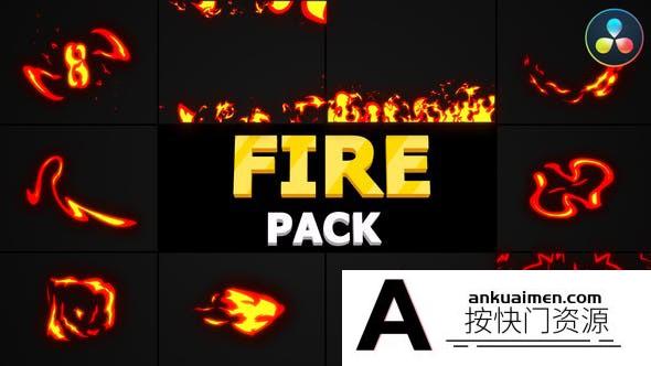 [DaVinci Resolve模板][教程发布]手绘火焰元素达芬奇转场模板 Fire Pack | DaVinci Resolve
