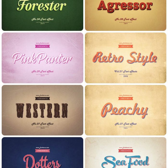 [纹理样式][插件发布]复古风格文本效果PS样式第1卷 Retro Style Text Effects Vol.1