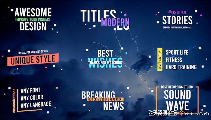 [FCPX标题字幕]FCPX标题-现代风格字幕标题模板 Modern Titles  支持m1