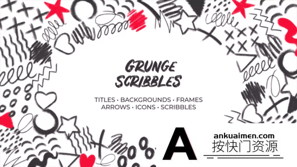 [DaVinci Resolve模板][教程发布]手绘涂鸦卡通动画达芬奇模板 Grunge Scribbles. Hand-Drawn Pack