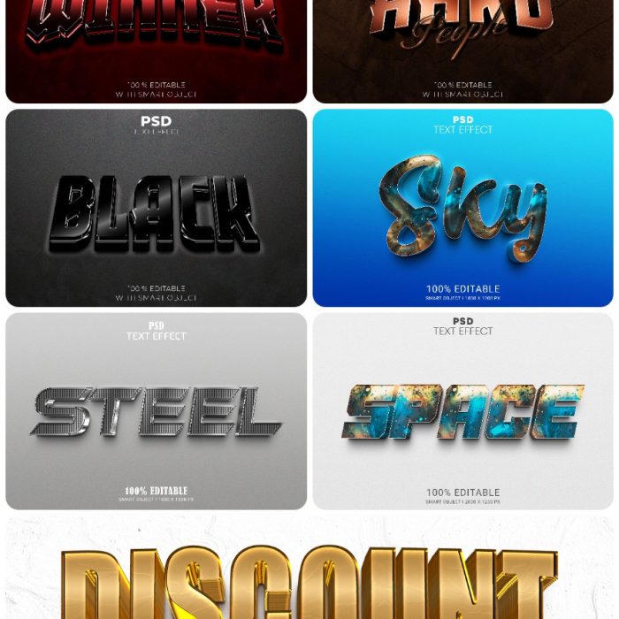 [3D样式][插件发布]3D文字效果PSD格式PS样式集 vol 90 Psd text effect set vol 90