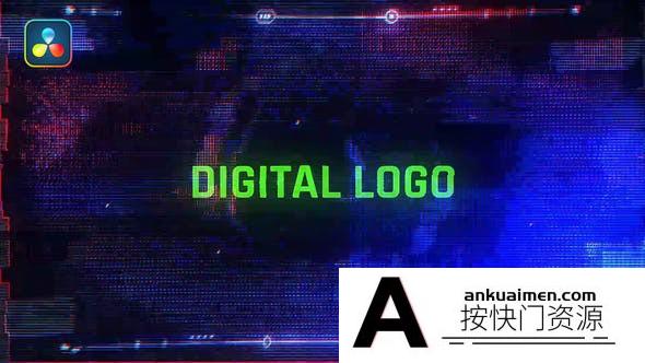 [DaVinci Resolve模板][教程发布]故障数字标志LOGO展示达芬奇模板 Digital Logo Reveal