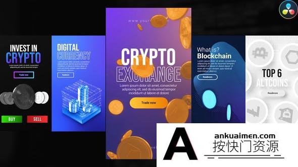 [DaVinci Resolve模板][教程发布]达芬奇模板-商业加密美元比特币以太坊欧元金融贸易宣传制作3D动画包模板