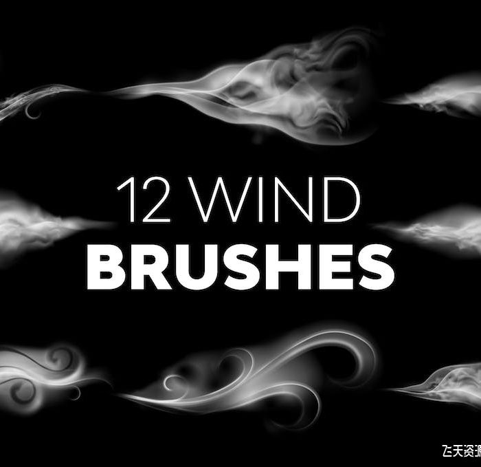 [特效创意笔刷][插件发布]12只烟雾风向笔刷素材 Wind Brushes