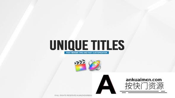 [FCPX标题字幕]20个现代商务文字标题组合动画FCPX插件- Unique Titles