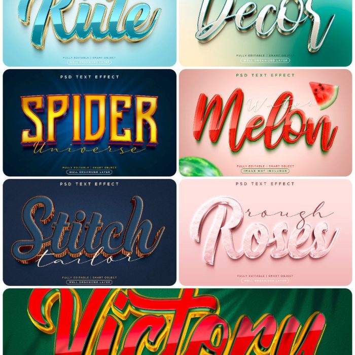 [3D样式][插件发布]3D文字效果PSD格式PS样式集 vol 76 Psd text effect set vol 76