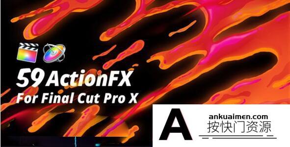 [FCPX转场]FCPX插件-59种卡通能量爆炸水流火焰烟雾元素MG动画效果