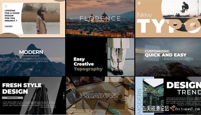 [FCPX发生器]FCPX插件-8组时尚幻灯片排版fcpx插件 Typography Slide 支持m1