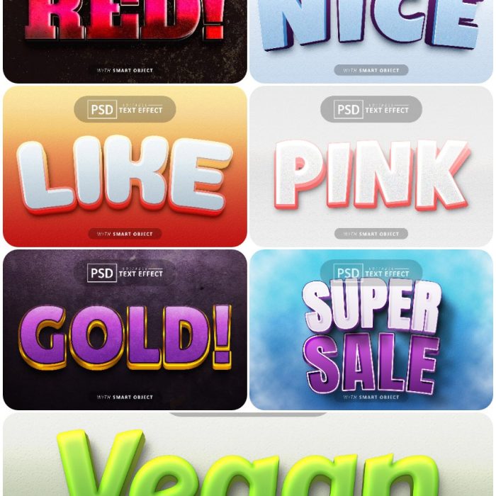 [3D样式][插件发布]3D文字效果PSD格式PS样式集 vol 128 Psd text effect set vol 128