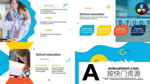 [DaVinci Resolve模板][教程发布]学校展示幻灯片达芬奇模版 School Slideshow for DaVinci Resolve