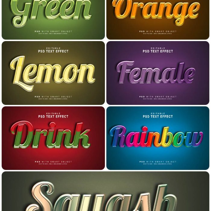 [3D样式][插件发布]3D文字效果PSD格式PS样式集 vol 64 Psd text effect set vol 64